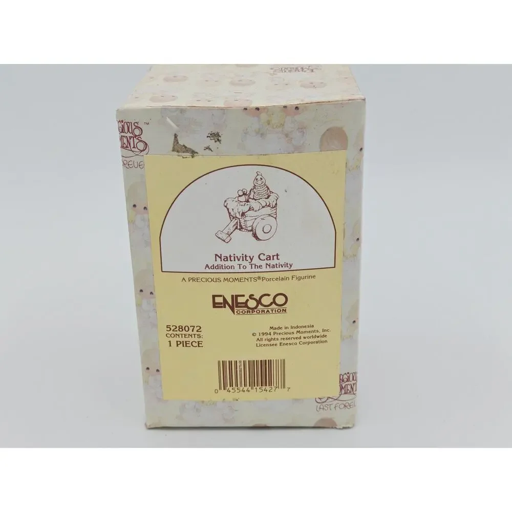 Precious‎ Moments Nativity Cart 528072 Enesco 1994 Porcelain Figurine With Box